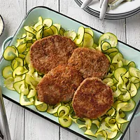 Parmesan-Crusted Cubed Steaks with Zucchini Ribbons